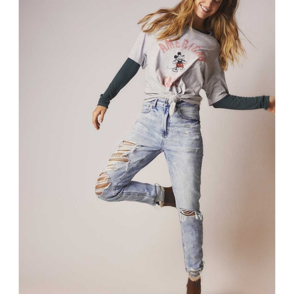 NWOT American Eagle Ripped Mom Jean's Size 4 Reg - Picture 2 of 11